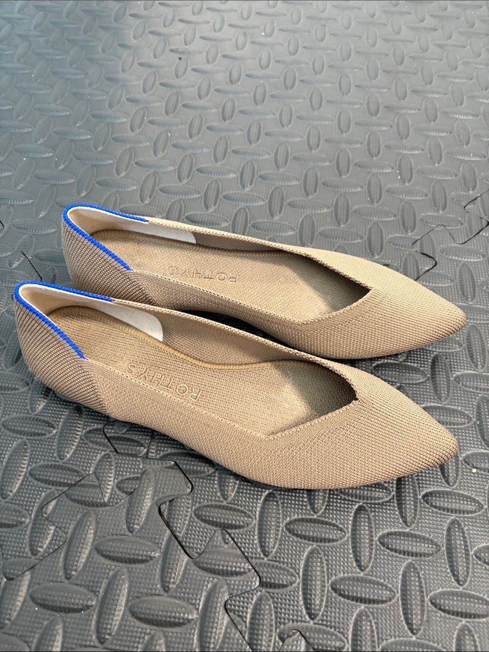 Rothy's The Point Fawn Taupe Tan Tortoise Shell Sole Flats